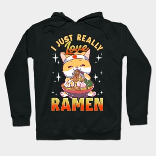 Kawaii Cat I Just Really Love Ramen Anime Kitty Hoodie